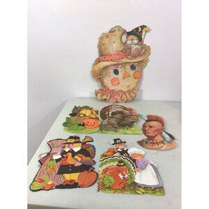 Vintage Thanksgiving Halloween Cardboard Cut Outs Eureka Lot of 6
